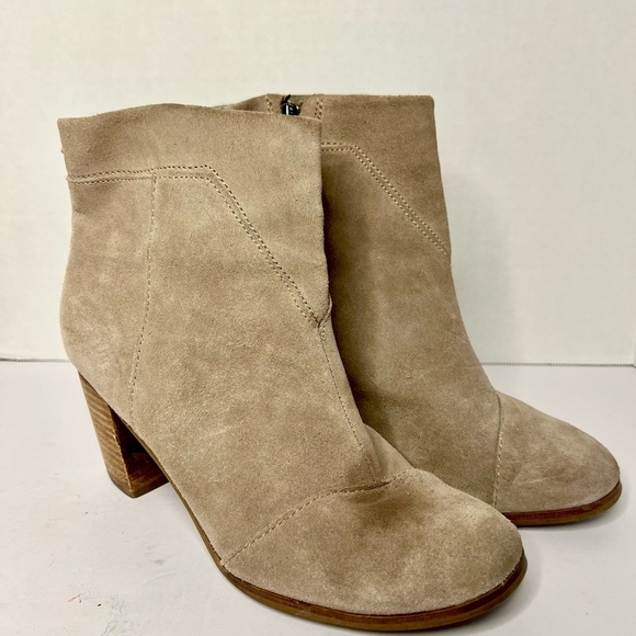 Toms Lunata Suede Block Heel booties Size 7 - Picture 2 of 9